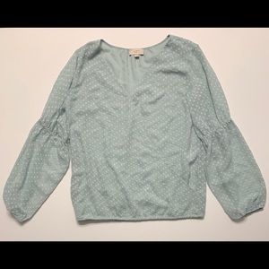 Loft Wrap Mint Long Sleeve Blouse